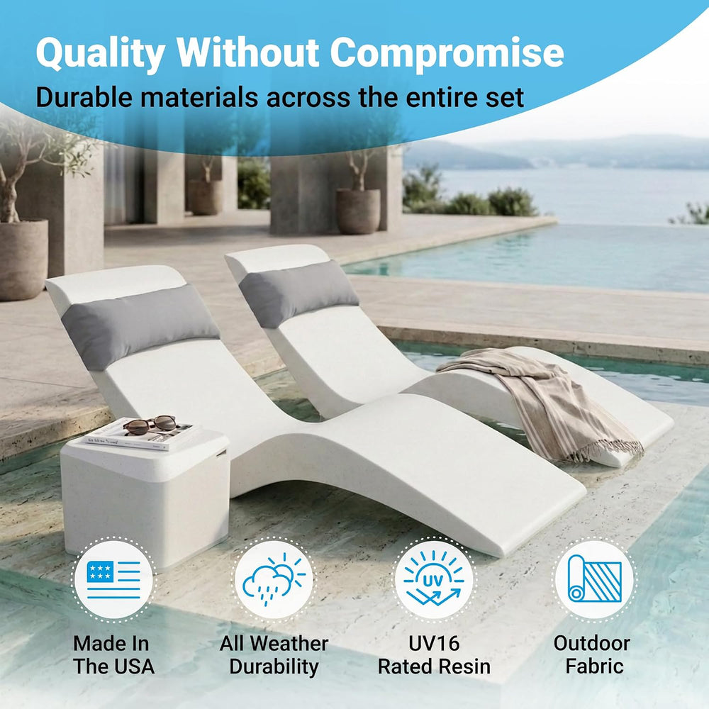 Aqua Outdoors Pool Lounge Chairs, 2 Chaises, Table, 9-in Water Depth | Pool C...