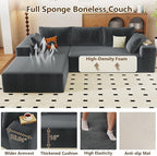 96" Modular Sectional Couch, Boneless L Shaped Cloud Sofa with Chaise Lounge, Corduroy Upholstered Couches Memory Foam Deep Seat, No Assembly Required, Ideal for Living Room(Dark Gray, Left Facing)