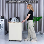 Lagre Laundry Basket with Wheels, Laundry Hamper with Lid, 160L Clothes Hamper for Laundry with 3 Liner Bags, for Laundry Room, Bedroom, Dormitory Organization,Black