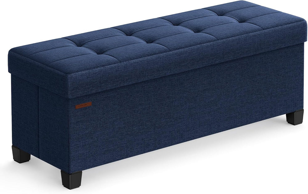 SONGMICS Storage Ottoman Bench, Foldable Foot Rest with Legs | End of Bed Ben...
