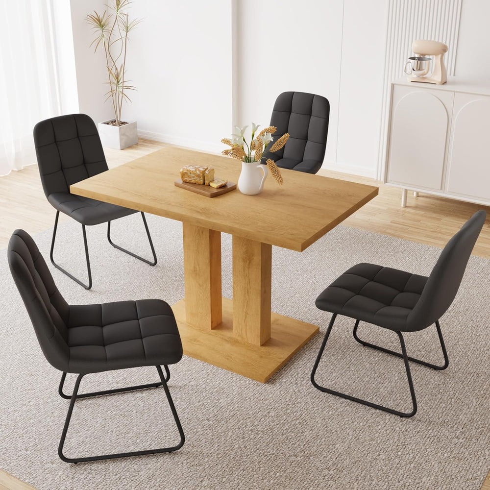 Dining Table Set for 4-6 People, 46 Inch Modern MDF Oak Kitchen Table with 4 ...
