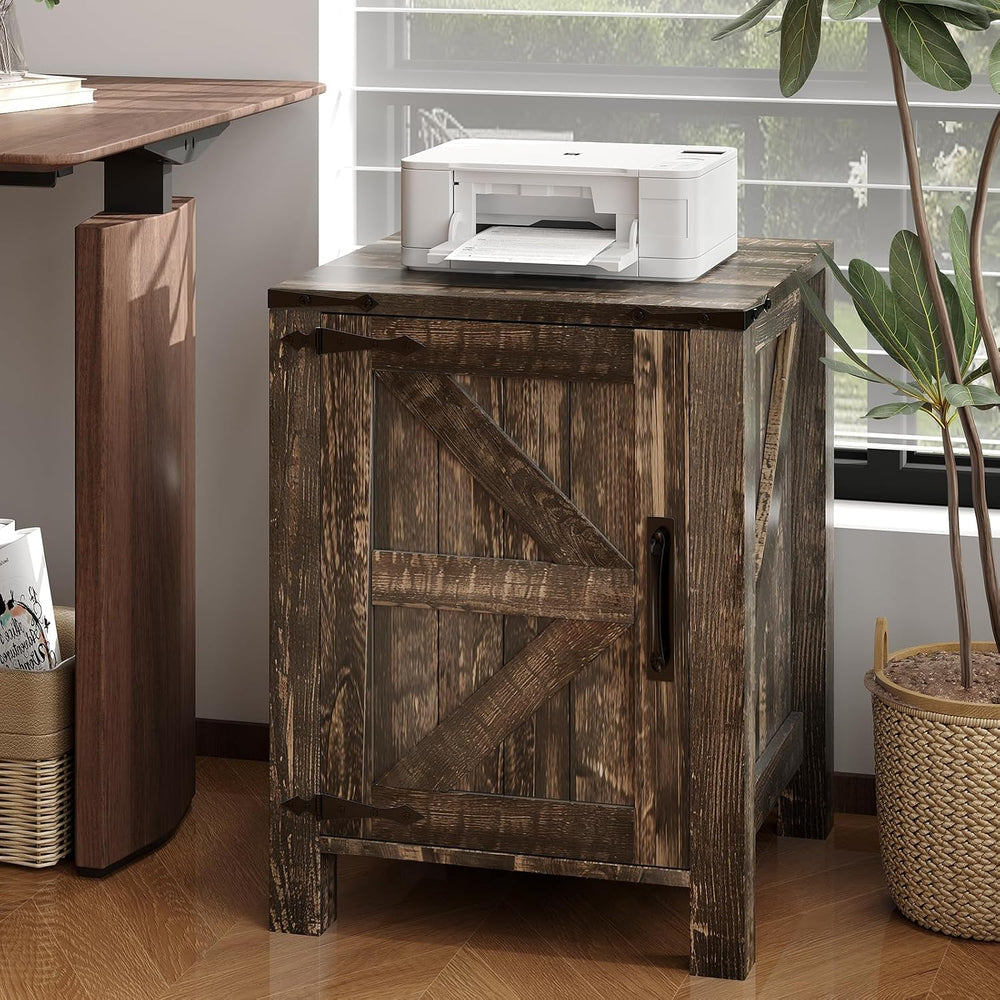 Takywep 18 Inch Nightstand with Charging Station, Farmhouse Wooden Bedside Ta...