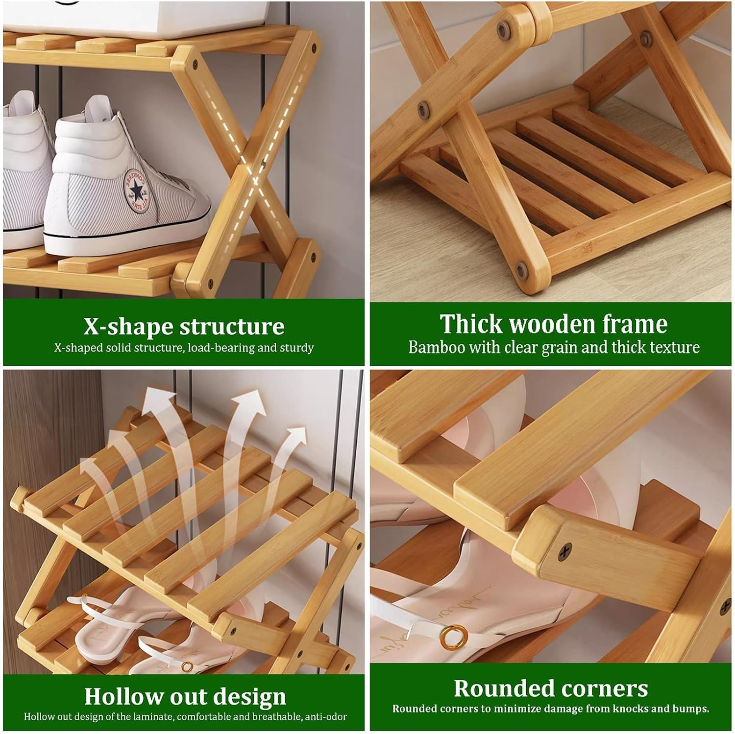 JingNian Foldable Shoe Rack, Freestanding Narrow Shoe Storage Shelf, No Assembly Shoe Organiser for Entryway, Hallway, Bedroom, Small Spaces(10-Tier)