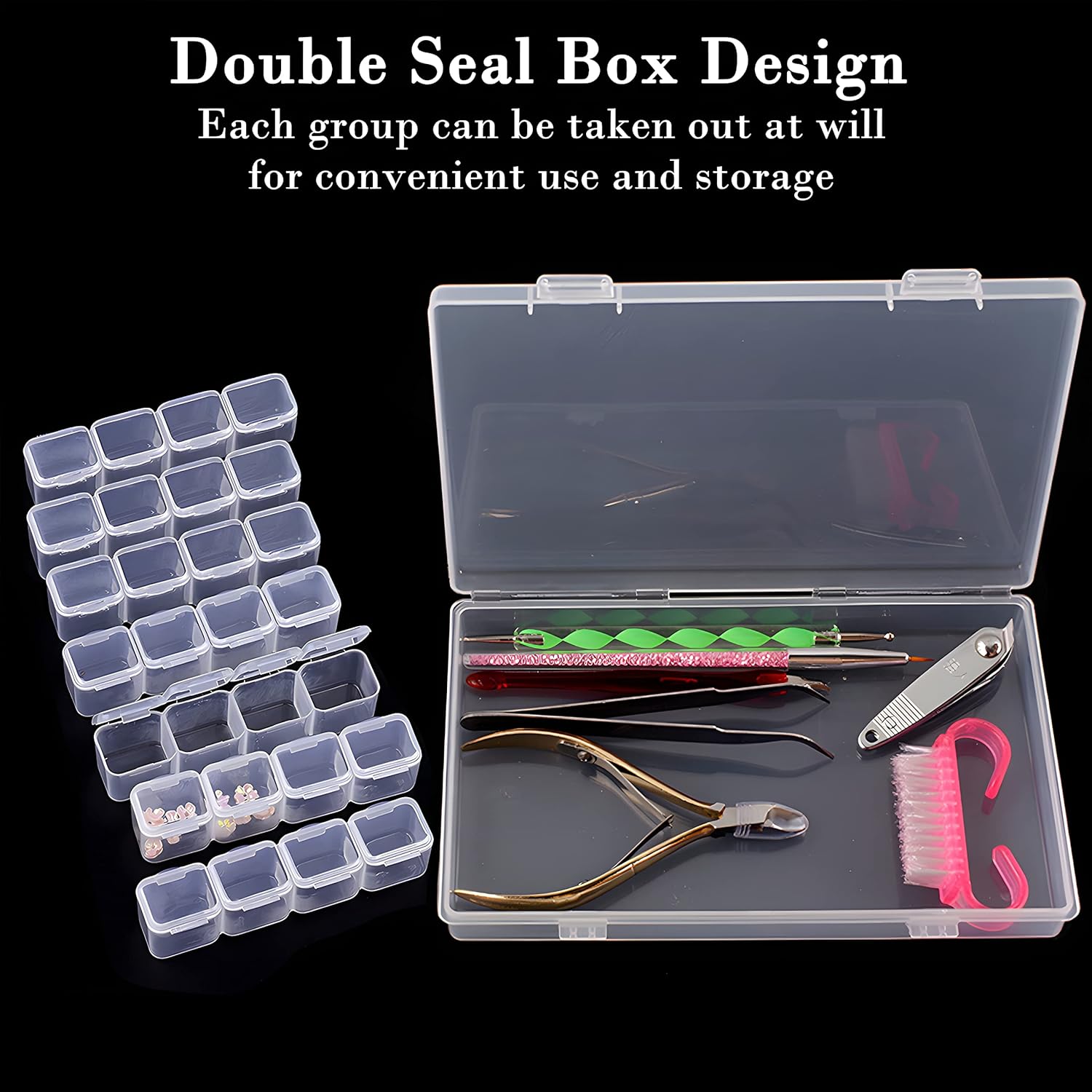 Guyuyii 56 Slots Diamond Painting Storage - 2 Pack 28 Grids diamond art organizer for Bead Storage, Craft Supply, Small Item, and Jewelry Organization