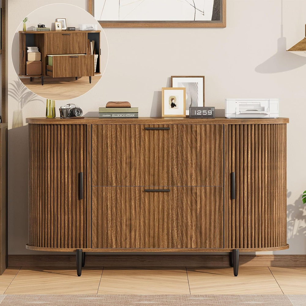 SEDETA Fluted 2 Drawer File Cabinet with 2 Sliding Door for Home Office | 39....