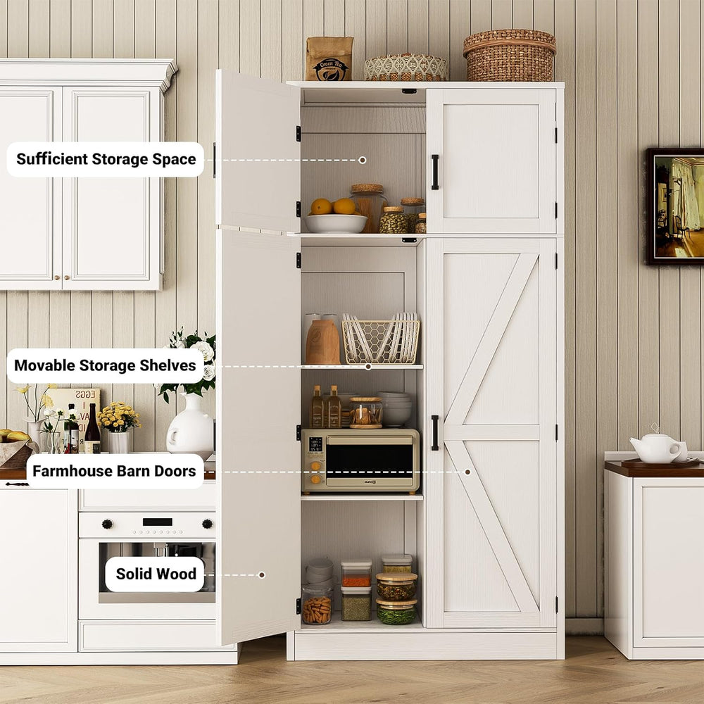 Unikito 71” Tall Kitchen Pantry Storage Cabinet with Adjustable Shelves | Lar...