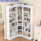 70.8" Tall Corner Bookshelf and Bookcases, 7 Tiers Morden Large Etagere Bookcases Storage Display Rack with Baffle, Industrial L Shaped Bookshelves for Bedroom, Home Office, Living Room, White