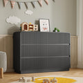 Dresser for Bedroom with 6 Drawers, Fluted Chest of Drawers with Round Curved Corner, Hidden Handles, Modern Wood Storage Organizer for Bedroom, Nursery, Living Room