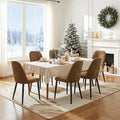 Upholstered Dining Chairs Set of 6 Modern Kitchen Chairs Chenille Fabric Dining Room Chairs High-Back Padded Dining Chairs with Metal Legs for Kitchen Dining Room Restaurant Cafe Hotel, Brown