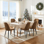 Upholstered Dining Chairs Set of 6 Modern Kitchen Chairs Chenille Fabric Dining Room Chairs High-Back Padded Dining Chairs with Metal Legs for Kitchen Dining Room Restaurant Cafe Hotel, Brown