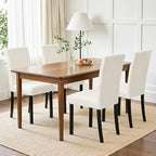 CHUN YI Upholstered Dining Chairs Set of 4, Fabric Dining Room Chairs with Solid Wood Legs, Modern Parson Chairs for Kitchen, Restaurant, Hotel, Ivory White