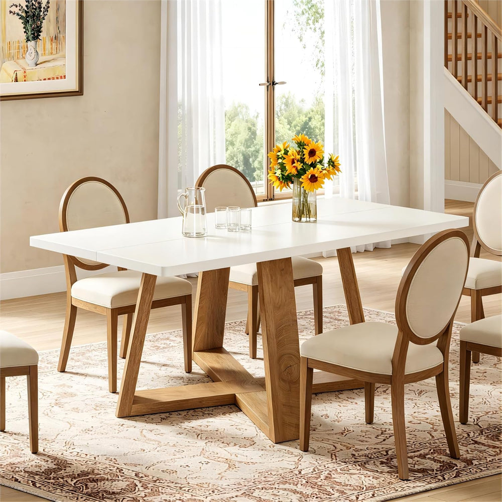 Tribesigns Dining Table for 4, 47.3 Inch Rectangular Farmhouse Kitchen Table ...
