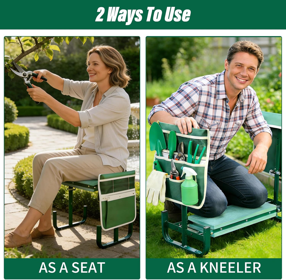 15-20 Inch Adjustable Garden Kneeler and Seat, Foldable Garden Kneeler