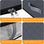 StorageRight Under Bed Storage Bins, 8-Pack 40L Foldable Fabric Storage Bags with Transparent Window, Breathable Organizer for Clothes/Blanket/Comforter/Quilt, Grey