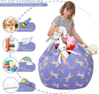 Aubliss Stuffed Animal Bean Bag Storage Chair | (Light Blue Unicorn, Large (38''))