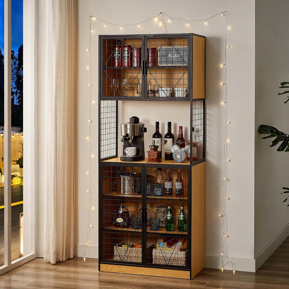 VECELO 72in Tall Kitchen Pantry Cabinet Set of 2 with Doors and Shelves, Larg...