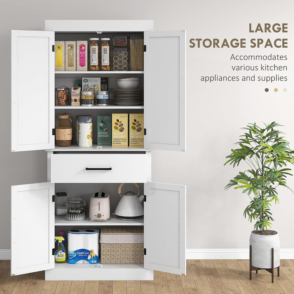 72" Tall Kitchen Pantry Storage Cabinet, Farmhouse Freestanding Sideboar...