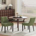 Modern Dining Chairs Set of 6, Upholstered Corduroy Dining Room Chairs with Wood Legs, Mid-Back Padded Kitchen Side Chairs for Dining Room, Green