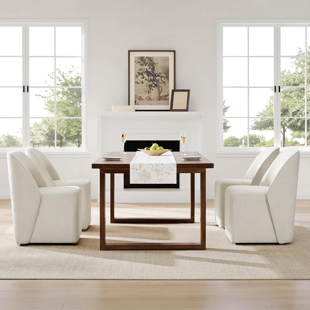 Watson & Whitely Upholstered Dining Chairs with Casters Set of 2, Armless...