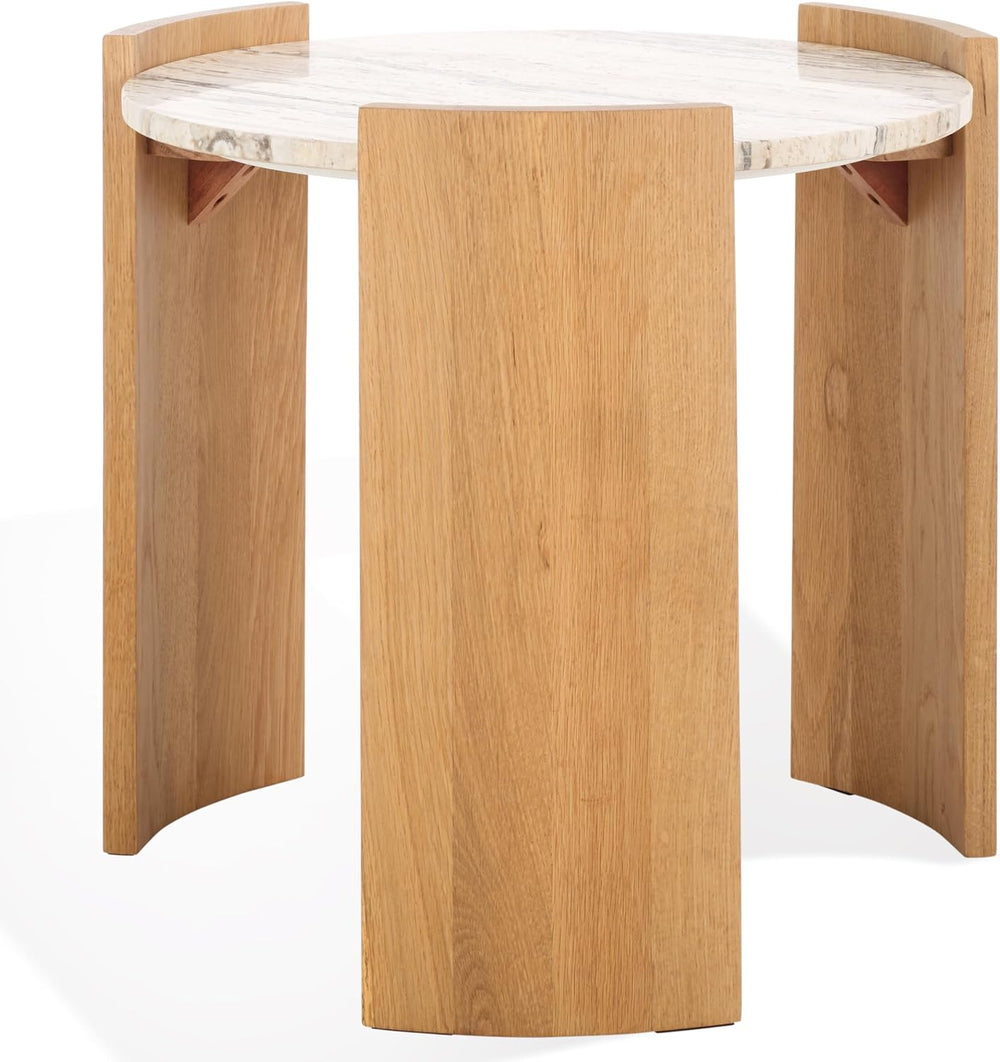SAFAVIEH Couture Collection - Damarcus Travertine & Solid Wood Accent Tab...