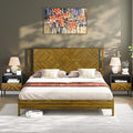 Bme Ethan Solid Wood King Bed Frame with Diamond Headboard - Rustic & Mid-century Modern - Acacia Wood Platform Bed - Compatible with All Mattresses - No Box Spring Needed - Rustic Dark Brown