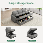 HONBAY Modular Sectional Sleeper Sofa Bed, Pull Out Couch with Storage Ottoman, U Shaped Sectional Couches for Living Room, Warm Grey