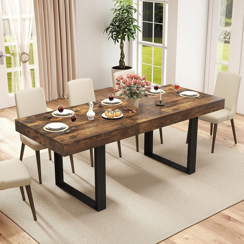 Zevemomo 63"-78.7" Rectangular Extendable Dining Table, 6-8 Extenda...