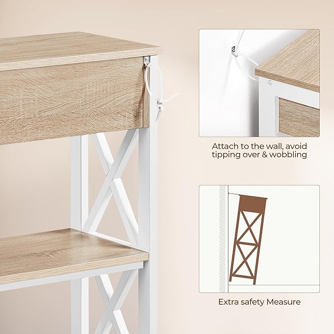Yaheetech TV Stand for TV up to 45 inch, Entertainment Center with Drawer, Media Console Table with Storage Shelves, for Living Room, Metal Frame, Light Oak