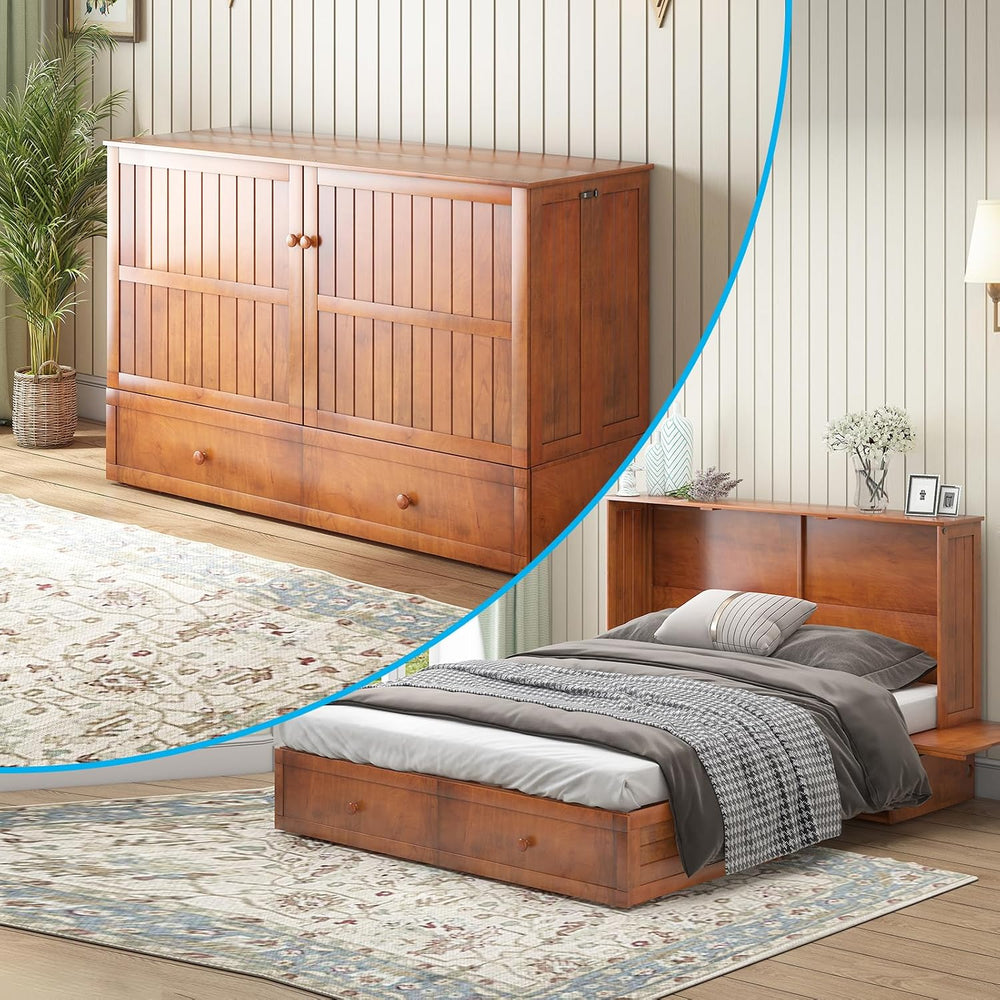 Mjkone Queen Size Murphy Cabinet Bed with Mattress Include, Queen Murphy Bed ...