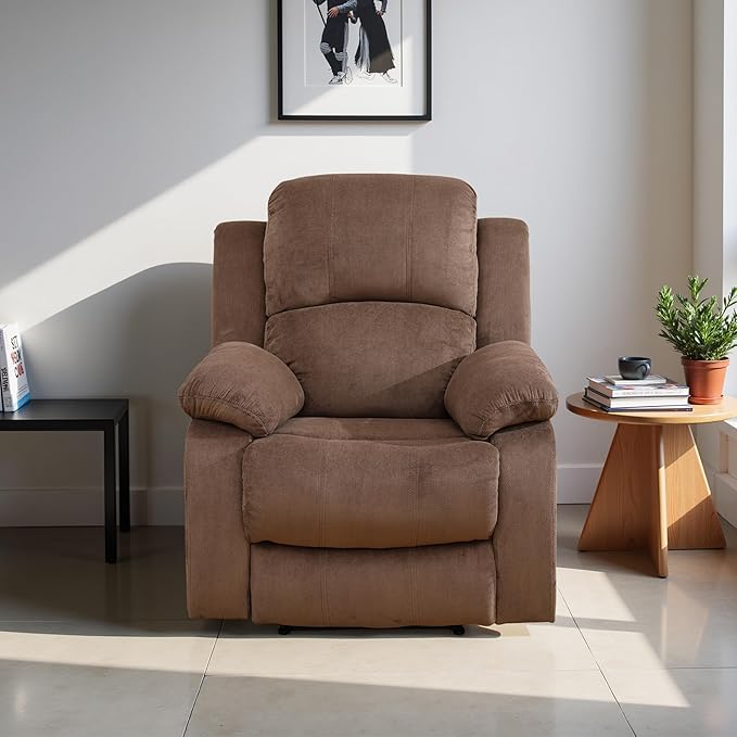 Recliner Sofa Set Couches for Living Room Chair Pineapple Velvet Fabric Living Room Furniture Sets, Adjusted Reclining Couch Furniture Sofa Set for Theater Seating, Brown