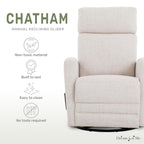 Dream On Me Chatham Basic Nursery Rocking Glider in Ecru, 360° Swivel Motion, FSC Certified, Greenguard Gold & JPMA Certified Nursery Glider, Three Rocking Modes Nursery Glider Recliner