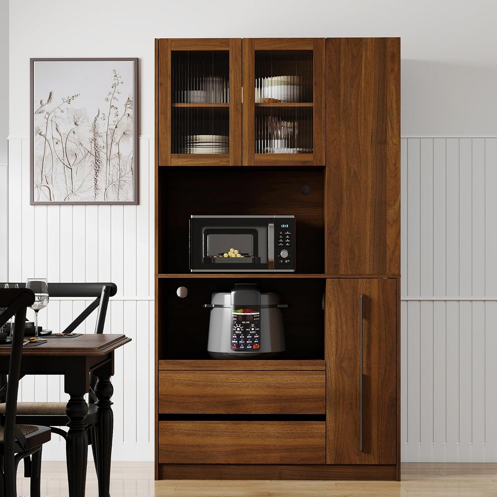 70.87" Tall Kitchen Pantry Cabinet with Pull-Out Storage Shelf and 4-Tie...