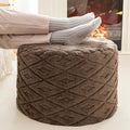 Round Pouf Ottoman Footstool 20x14In Ottoman Footrest for Couch Dark Coffee | All-One Foam Pouf, Ottoman Coffee Table,Couch Foot Rest,Chair Footrest,Remov. Cover, Perfect for Living Room, Bedroom & Dorm