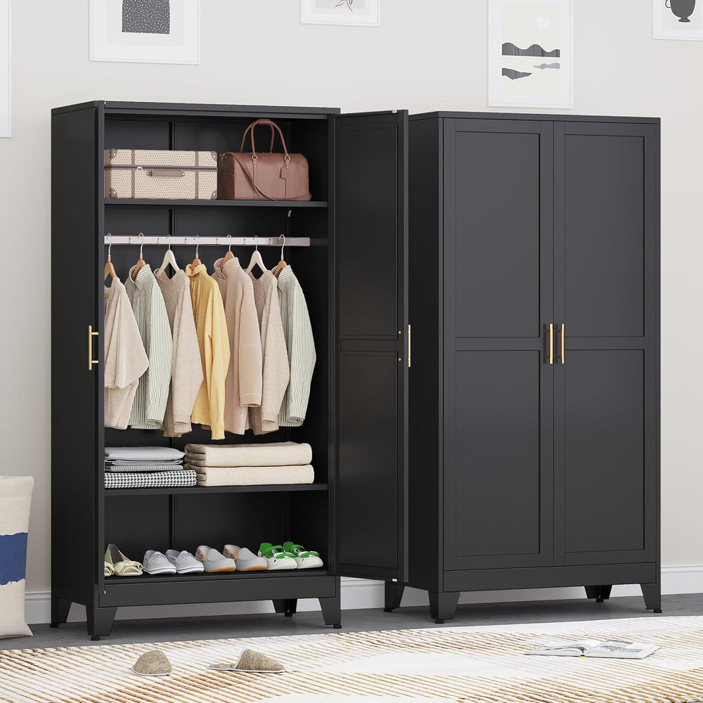 Ckzbx 71" H Metal Armoire Wardrobe Closet, Adjustable Shelve, Clothes Dr...