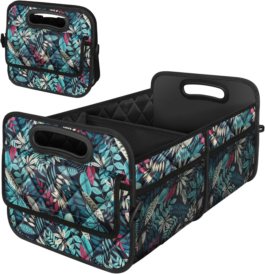 Deosk Car Trunk Organizer for SUV, Car Organizers and Storage with 6 Pocket, Car Accessories for Women/Men 50L Waterproof Polyester Trunk Organizer(Medium, Leaves)