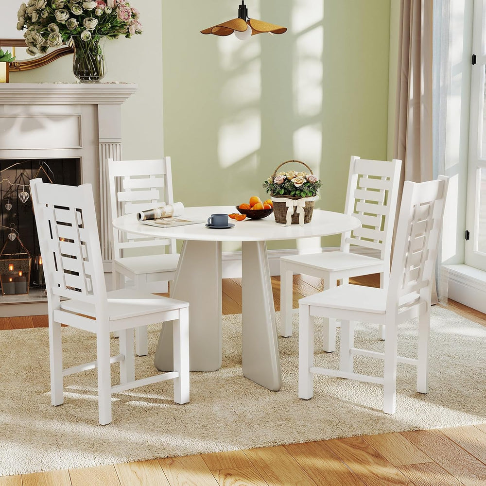 Giantex Wooden Dining Chairs Set of 4, 100% Solid Rubber Wood Kitchen Chair w...