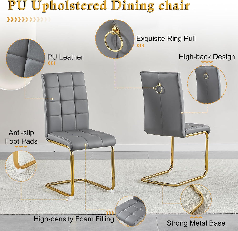AF ARTISAN FURNITURE 5 Piece Round Glass Dining Table Set, Gold Glass Kitchen...