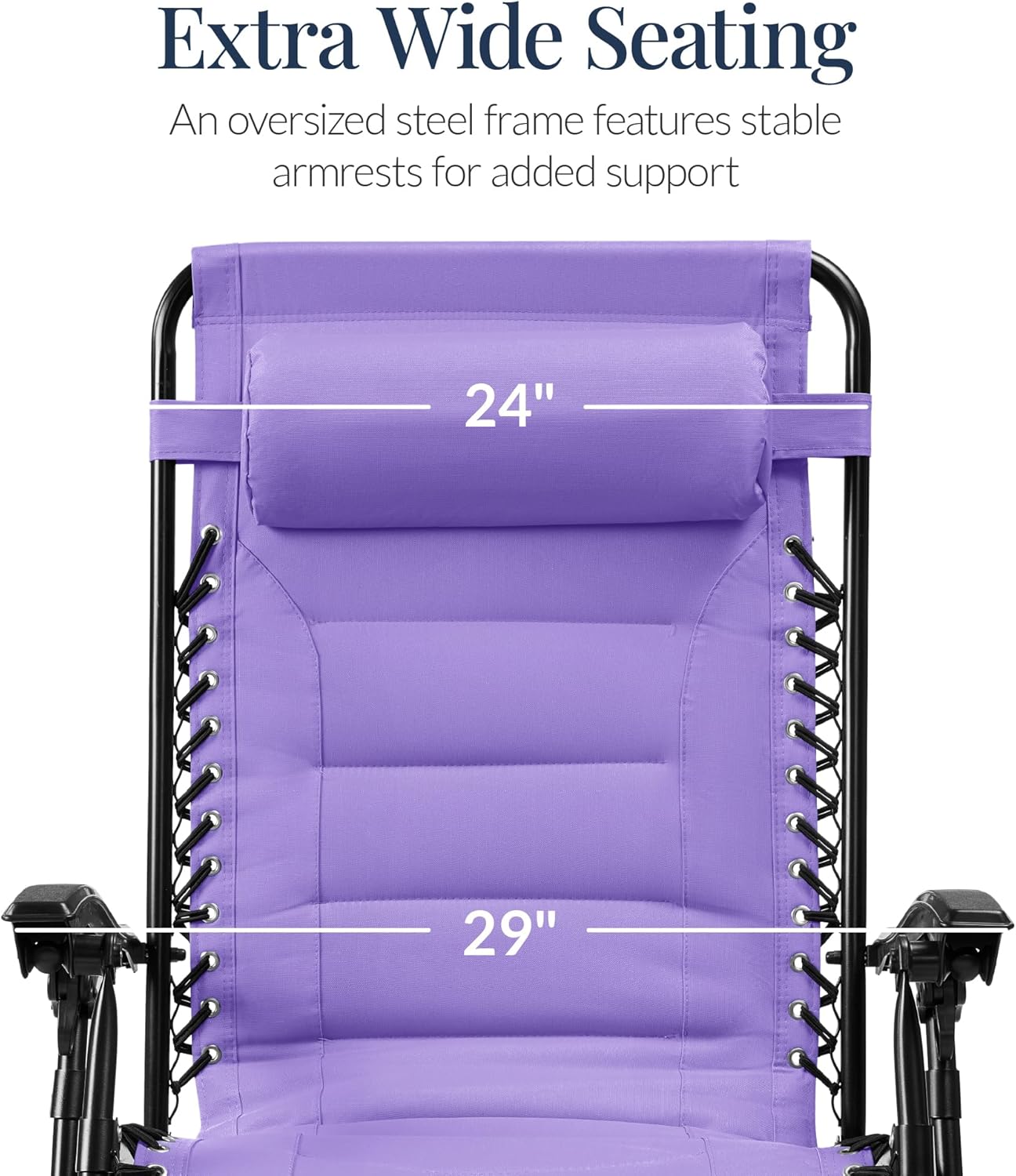 Best Choice Products Oversized Padded Zero Gravity Chair, Folding Outdoor Patio Recliner, XL Anti Gravity Lounger for Backyard w/Headrest, Cup Holder, Side Tray, Polyester Mesh - Violet