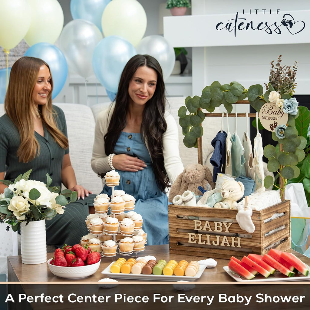 Wooden Baby Shower Crate Closet, Personalized Baby Shower Basket, Burnt