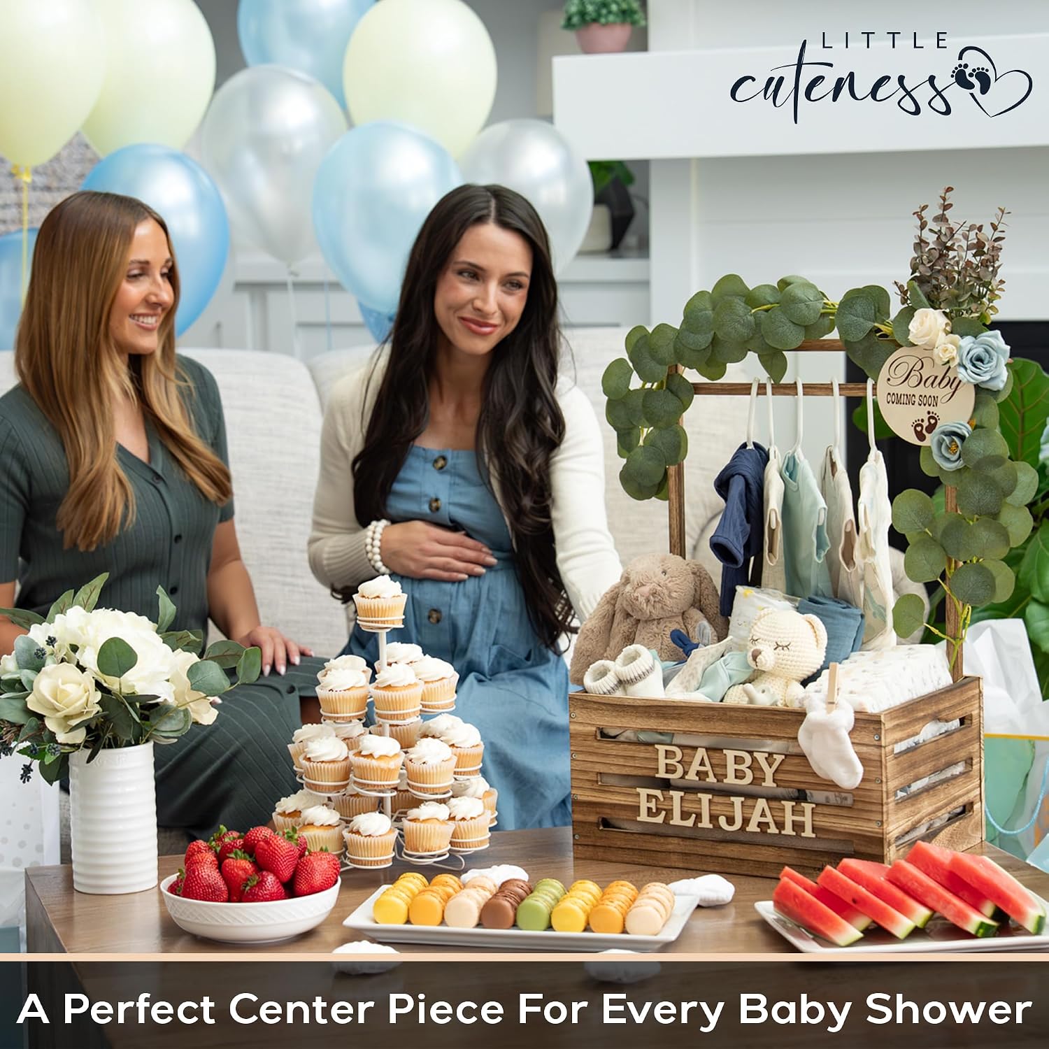 Wooden Baby Shower Crate Closet, Personalized Baby Shower Basket, Burnt