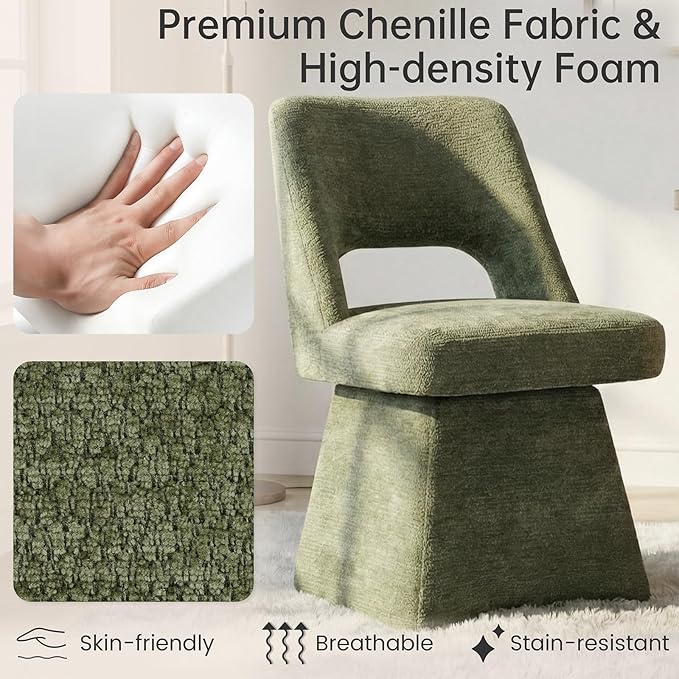VKNOW Upholstered Swivel Dining Chairs Set of 2, Modern Dining Room Chairs wi...