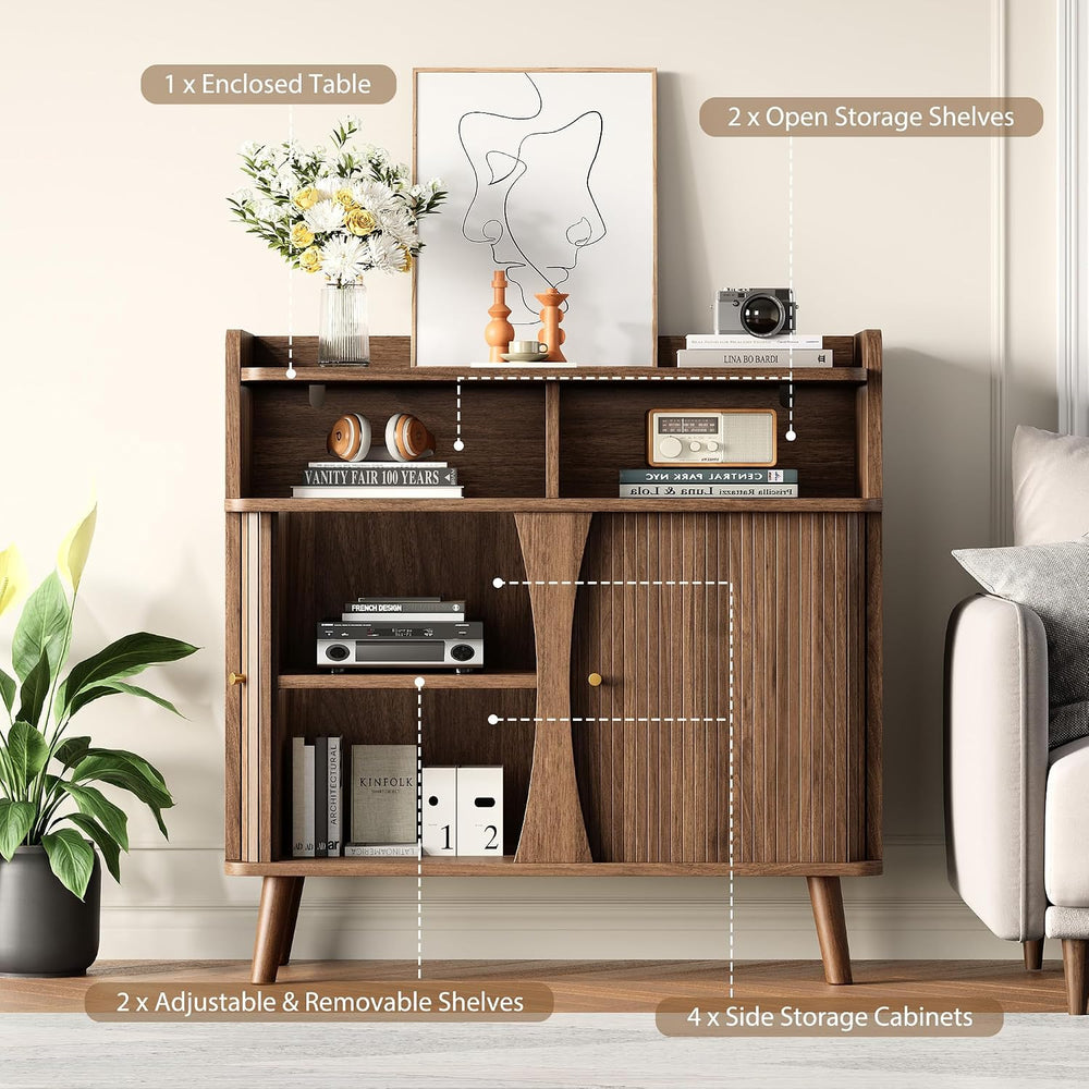 Decofy Fluted Sideboard Buffet Cabinet with Storage, 39.9" Console Cabinet