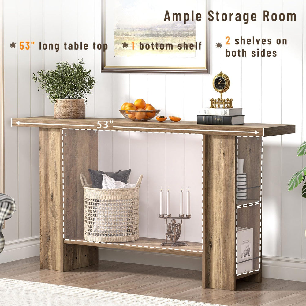 FOLUBAN 53 Inch Long Entryway Table, 2-Tier Wood Console Table with Storage S...
