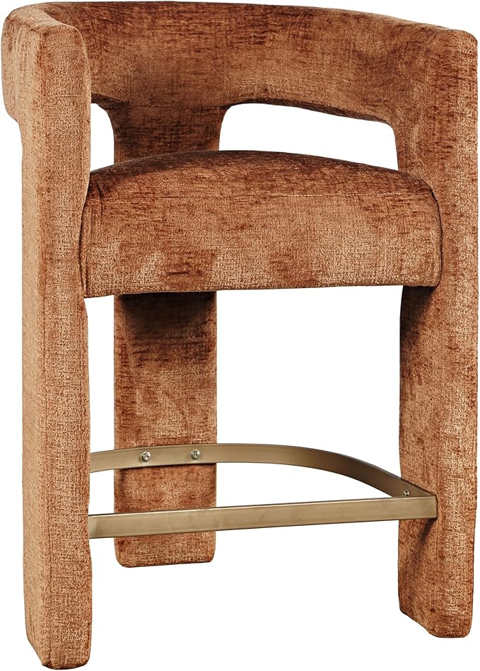 Jofran Upholstered Counter Stool with Arms – Versatile Barstools – Stylish Seating for Kitchen Dining Room or Home Bar, Rust, Single Stool