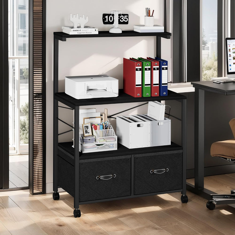 VECELO Mobile Filing Cabinet on Lockable Wheels,Under Desk Organizer with Han...