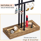 Love-KANKEI Jewelry Organizer Stand Metal & Wood Base and Large Storage Necklaces Bracelets Earrings Holder Organizer Gift Black and Carbonized Black