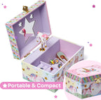 Jewelkeeper Girls Musical Jewelry Box - Durable Pine Fiberboard with Violet Lining - Kids Jewelry Box - The Beautiful Dreamer Tune - Gifts for Girls - Unicorn Jewellery Box - 6x4x3.5in