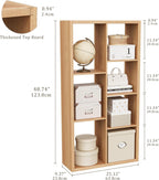 Cube Storage Organizer Bookcase, Decorative 11 inch Open Back Cubical Shelf with Thickened Border, Display Bookshelf for Living Room, Home Office, Sturdy Room (Natural Oak, 7 Cube)