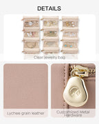Vlando Jewelry Box with 12 Velvet Jewelry Bags Travel Jewelry Case for Girls Jewelry Organizers Necklace Rings Earrings Storage Bags Christmas Gifts Bridal Shower Gifts- Khaki