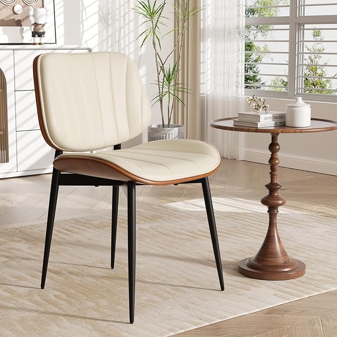Dining Chair, Mid Century Modern Dining Room Chairs, Upholstered Faux Leather...